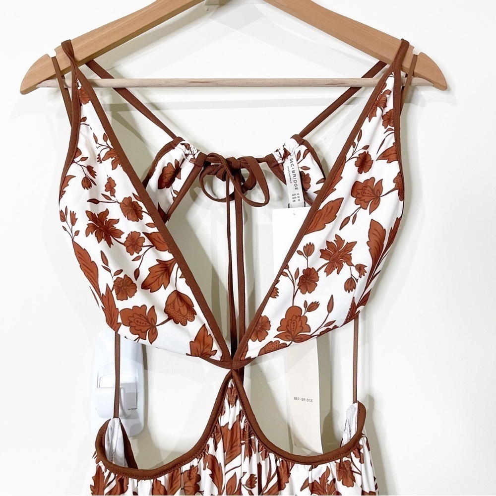 Bec + Bridge Brown White Print Cutout Phillipa Maxi Dress Size 10 US NWT - Picture 5 of 10